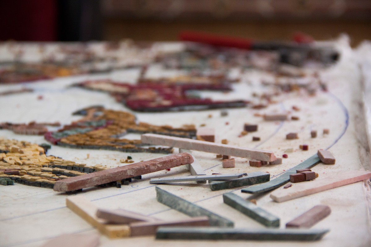 The craft of mosaic making has a noble and distinguished heritage in Jordan. Mosaics are made from tiny squares of naturally coloured rock called tesserae.